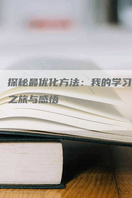 探秘最优化方法：我的学习之旅与感悟